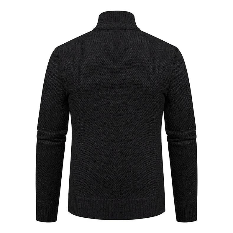 Men’s Fleece-Lined Stand Collar Cardigan