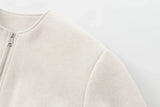 HXAO Cropped Bomber Jacket – Women's Soft Zip-Up Coat