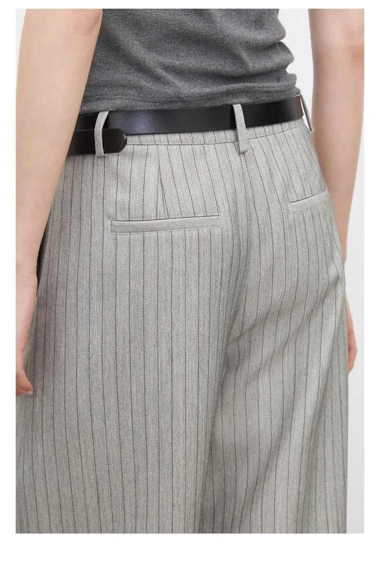 Women's Herringbone Wide-Leg Office Trousers