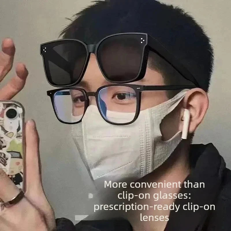 Polarized Clip-On Sunglasses for Glasses Wearers, Fashion Square Over Glasses Myopia Sunglasses, UV400 Protection for Driving, Fishing & Outdoor Use