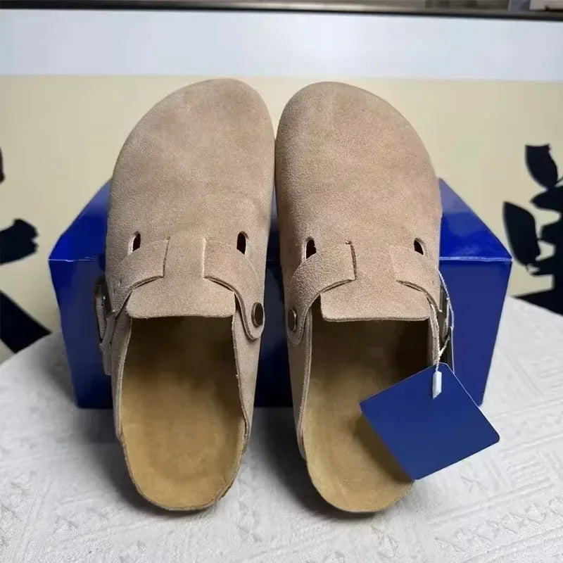 Retro Button-Toe Half Slides: Comfy Thick-Sole Mules