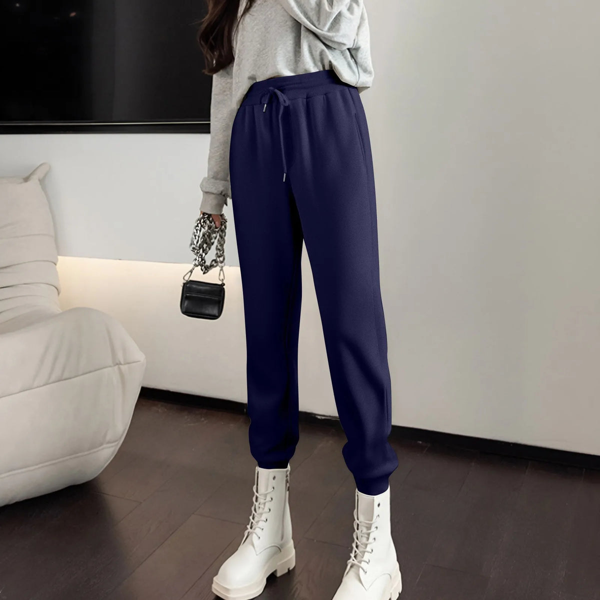 Women's High-Waist Drawstring Straight-Leg Pants