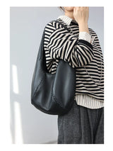 JAZZQ Soft Cowhide Leather Hobo Tote | Hand-Woven Detail
