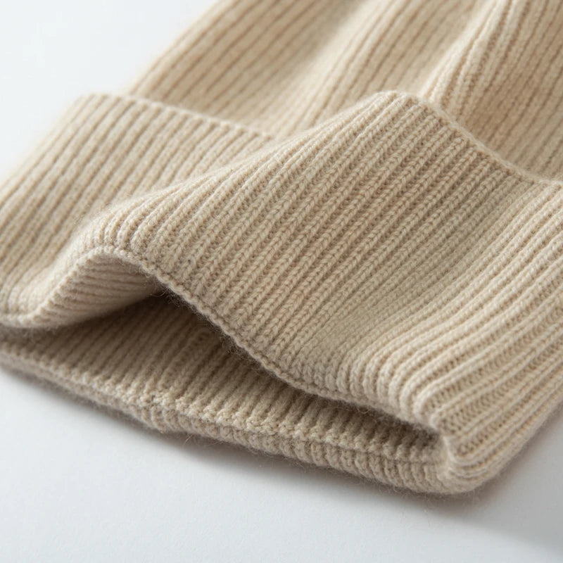 MERRILAMB 100% Cashmere Knit Beanie – Unisex Winter Hat
