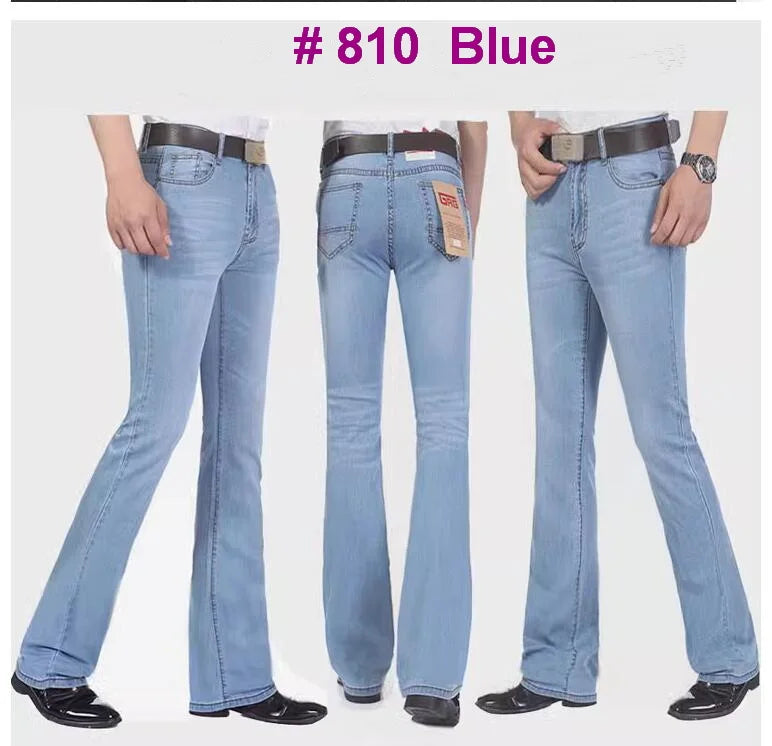 Men's Mid-Rise Flare Jeans | Slim Fit Denim Trousers