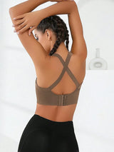 Cross-Back Adjustable Seamless Sports Bra Set – Breathable & Pad-Free
