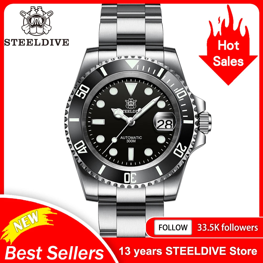 SD1953 Hot Selling Ceramic Bezel 41mm Steeldive 30ATM Water Resistant NH35 Automatic Mens Dive Watch