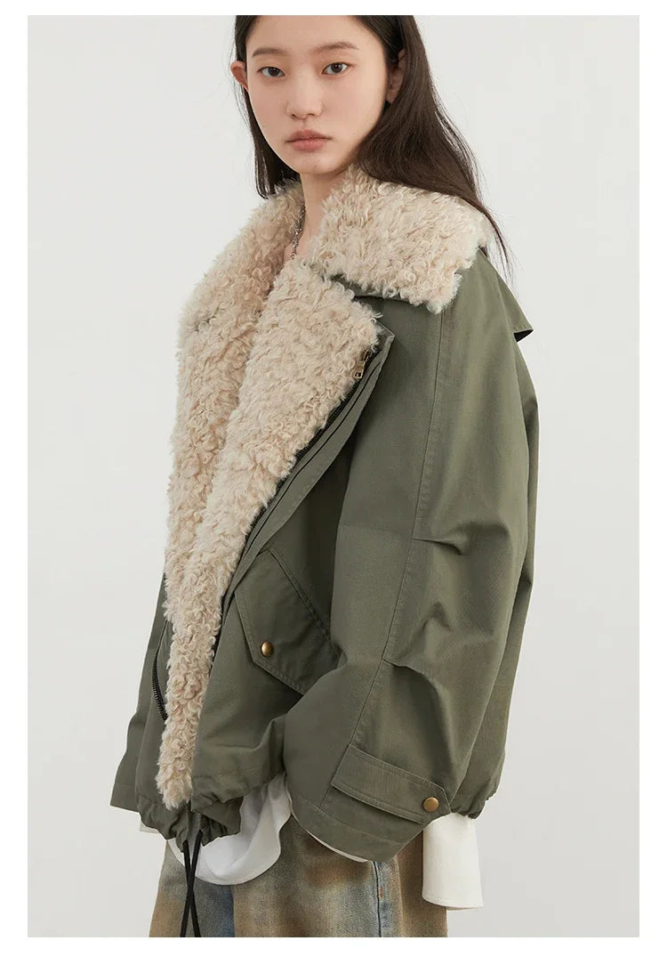 CHIC VEN Fashion Women Coats Loose Casual New Retro Motorcycle Cotton Jacket Thick Warm Female Overcoat Autumn Winter 2025