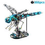 Mechanical Animal Technical Building Blocks, Light MOC Assembly Bricks, Shark Dragonfly Skull Piranha 4 Styles Adults Kids Gift
