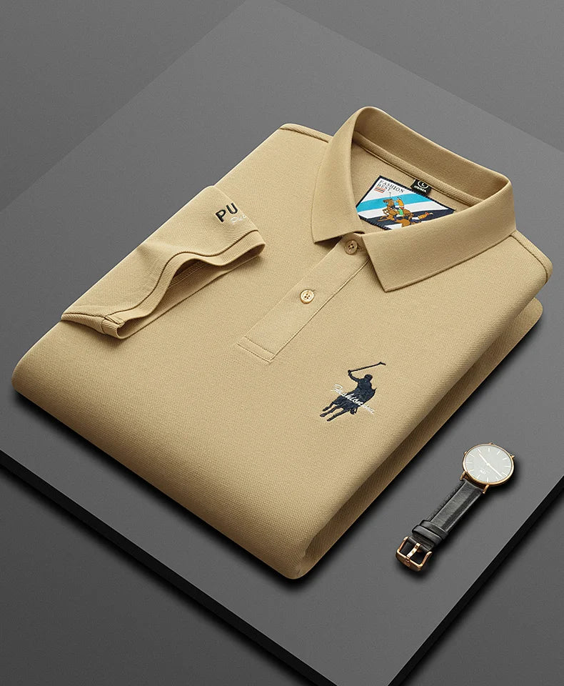 Men's Embroidered Cotton Polo Shirt – Breathable Summer Fit