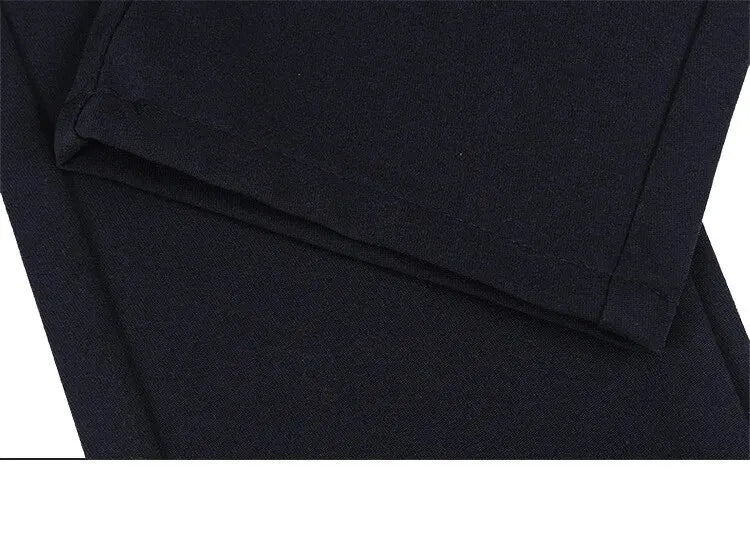 Men's Elastic Straight Pants Business Casual Long Suit Pants Male Formal Trousers Solid Colors Black BLue
