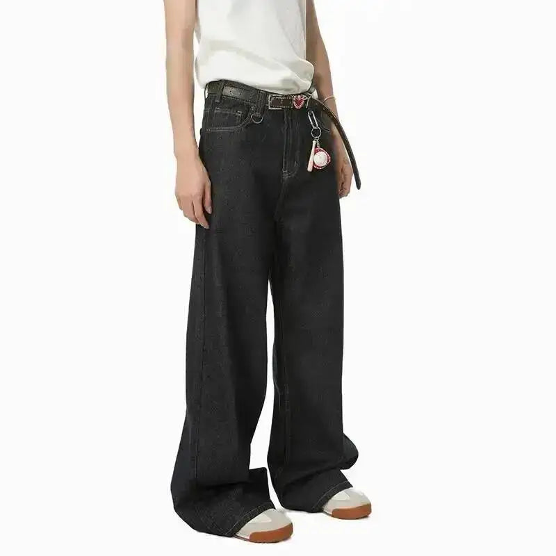 IEFB Men's Straight Denim Pants New Cleanfit Solid Color Korean Version Wide Leg Versatile Casual Jeans Trend New Autumn  9C1519