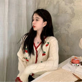 Floral V-Neck Button-Up Knit Cardigan for Women