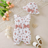 0-18 Months Baby Girl Clothes Set 2Pcs Daisy Print Romper Ruffle Bow Jumpsuit + Hat Summer Infant Newborn Casual Clothing Outfit