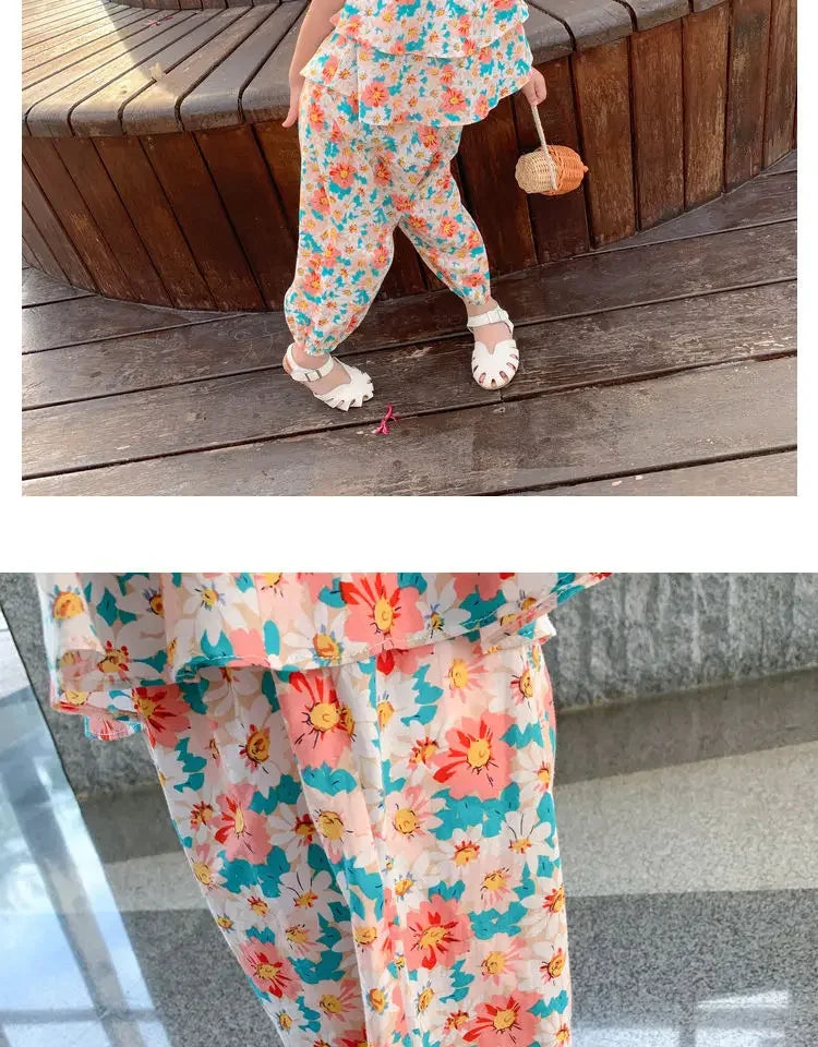 Girls' Floral Vest & Anti-Mosquito Suit