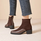 AIYUQI 2026 New Women's Short Boots Genuine Leather Chunky Heel High Heel Boots Female Large Size Pointed Toe Women Ankle Boots