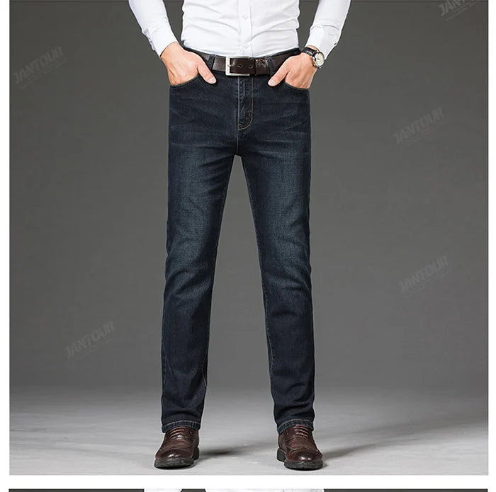Cotton Men's Jeans Denim Pants Brand Classic Clothes Overalls Straight Trousers for Men Black Oversize Large Size 35 40 42 44 46