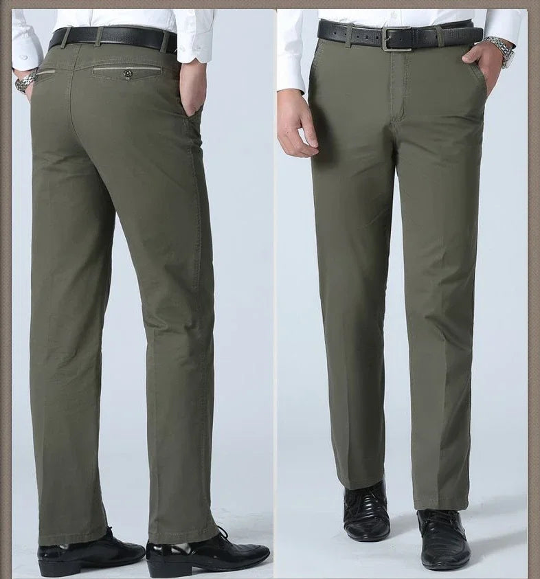 Men's Cotton Straight-Leg Casual Trousers