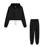 Winter Tracksuit Women Two Piece Set - Oversized Hoodie Sweatpants Solid Color Sportswear Suit |Casual Sweatshirt Trouser Set
