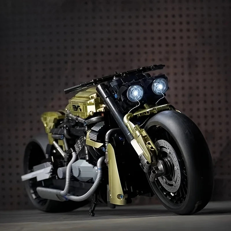 2,427-Piece Motorcycle Building Kit with Lights