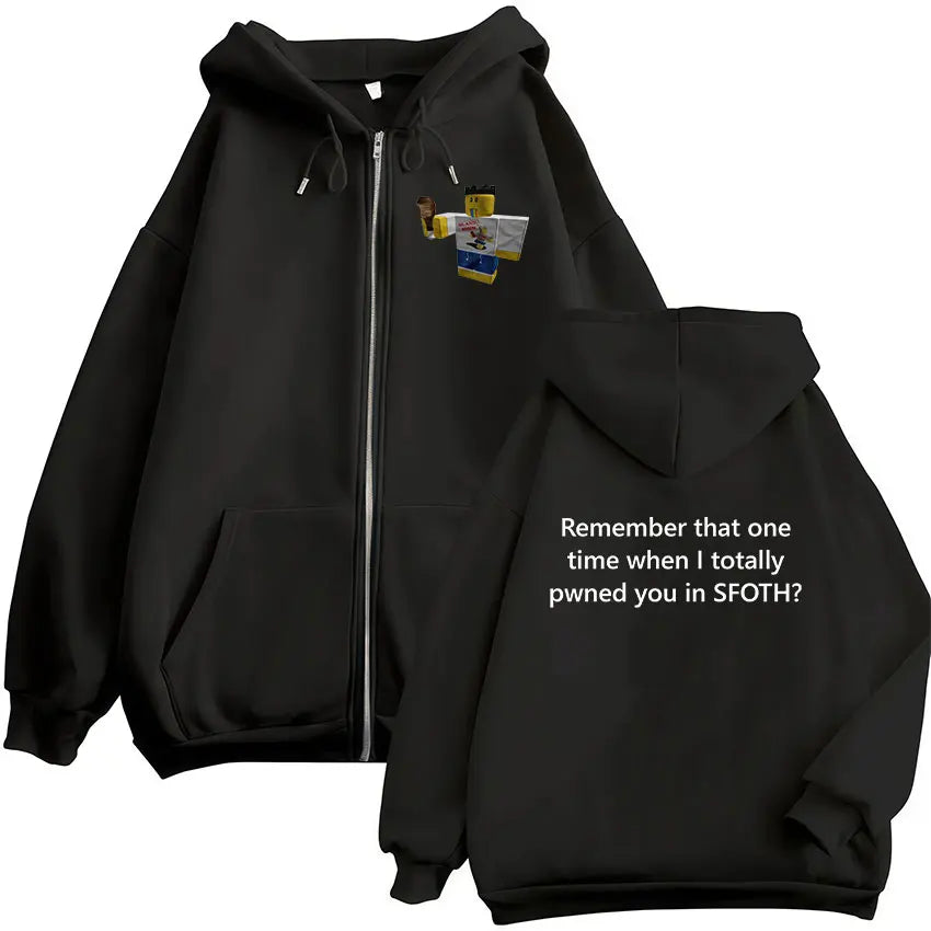 Blame John Meme Oversized Zip-Up Hoodie