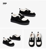 BeauToday Furry Flats Women | Cow Suede Warm Shoes