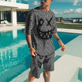 USA-Made Men’s Summer Demon OX Smiling Face 2-Piece Short Set
