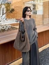 Frosted Suede Tote Bag – Large Capacity Shoulder Bag