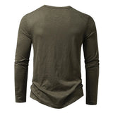 Men's Cotton Henley Long Sleeve Shirt