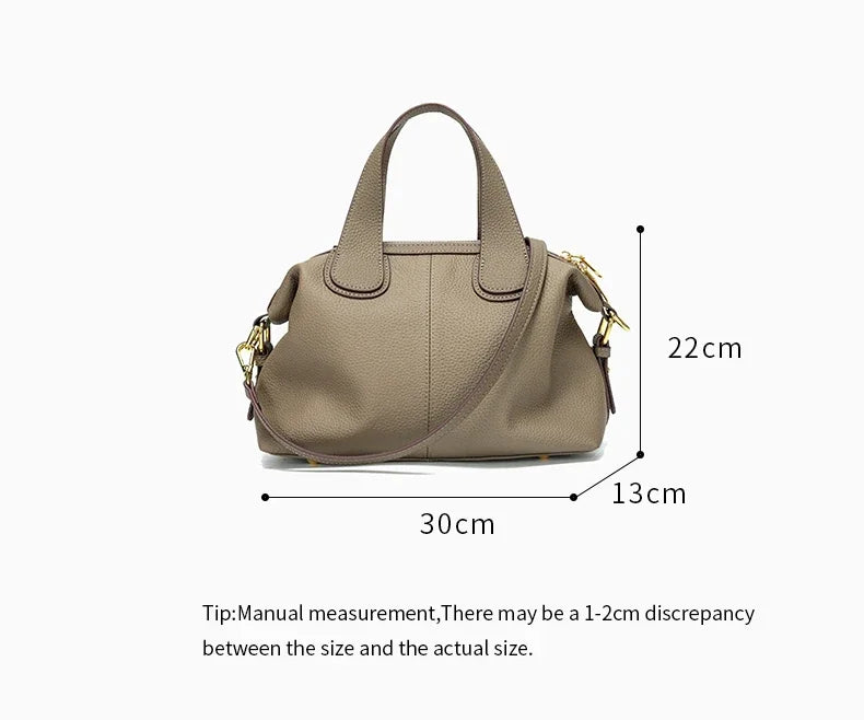 Women's Natural Cow Leather Bag Female Retro Cowhide Crossbody Bags Ladies Large Capacity Shoulder Bag for Middle aged Women