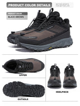 Baasploa Men Hiking Shoes Outdoor Waterproof Resistant Sneakers Male Winter Comfort Plush Warm Casual Walking Shoes Non-Slip