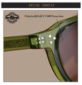 Classics Rivets Style Retro Sun Glasses for Women TR90 Frame Polygon Polarized Sunglasses UV400 Male Black Green 2025 Summer