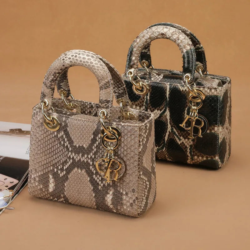 Women's Genuine Leather Snakeskin Crossbody Shoulder Bag