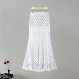 Women Polka Dot Print High Waist Maxi Skirt Elegant Ruched Mermaid Long Skirts 2026 Summer Casual Vacation Fashion  Outwear