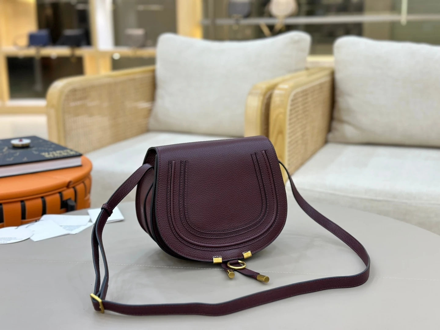 Classic Genuine Leather Saddle Crossbody Bag Vintage Fringe Shoulder Purse For Women Classic U-Shape Stitched Handbag