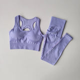 2PCS Women's Seamless Yoga Set - Shockproof Sports Bra & Leggings