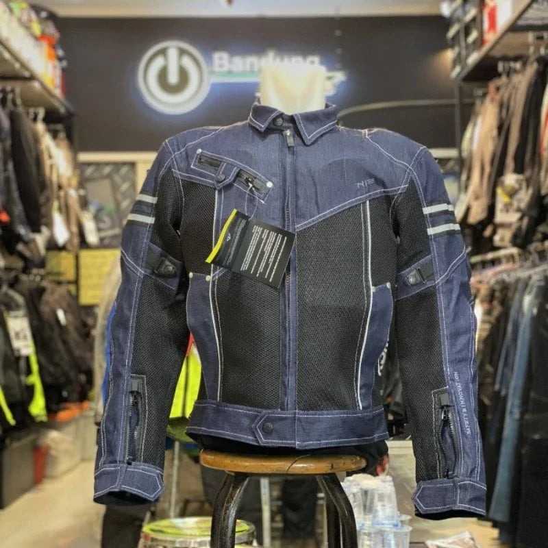 High-Performance Breathable Denim Racing Jacket