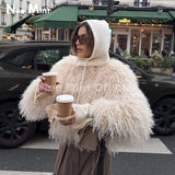 Chic Faux Mongolia Sheep Fur Cropped Jacket