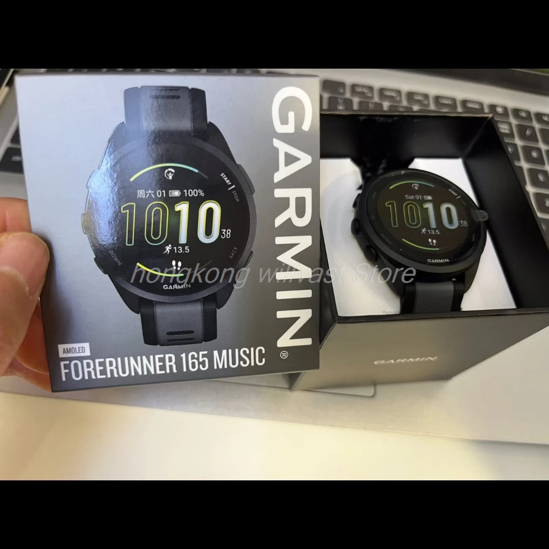 Garmin Forerunner 165 Smartwatch Built-in GPS 43mm 1.2" AMOLED Display 11 days Battery Life Heart Rate Monitor Fitness Tracker