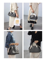 Women's Nylon With Genuine Leather Zipper Tote Lightweight Soft Travling Bags Versatile Style Handbag Different Colors And Size