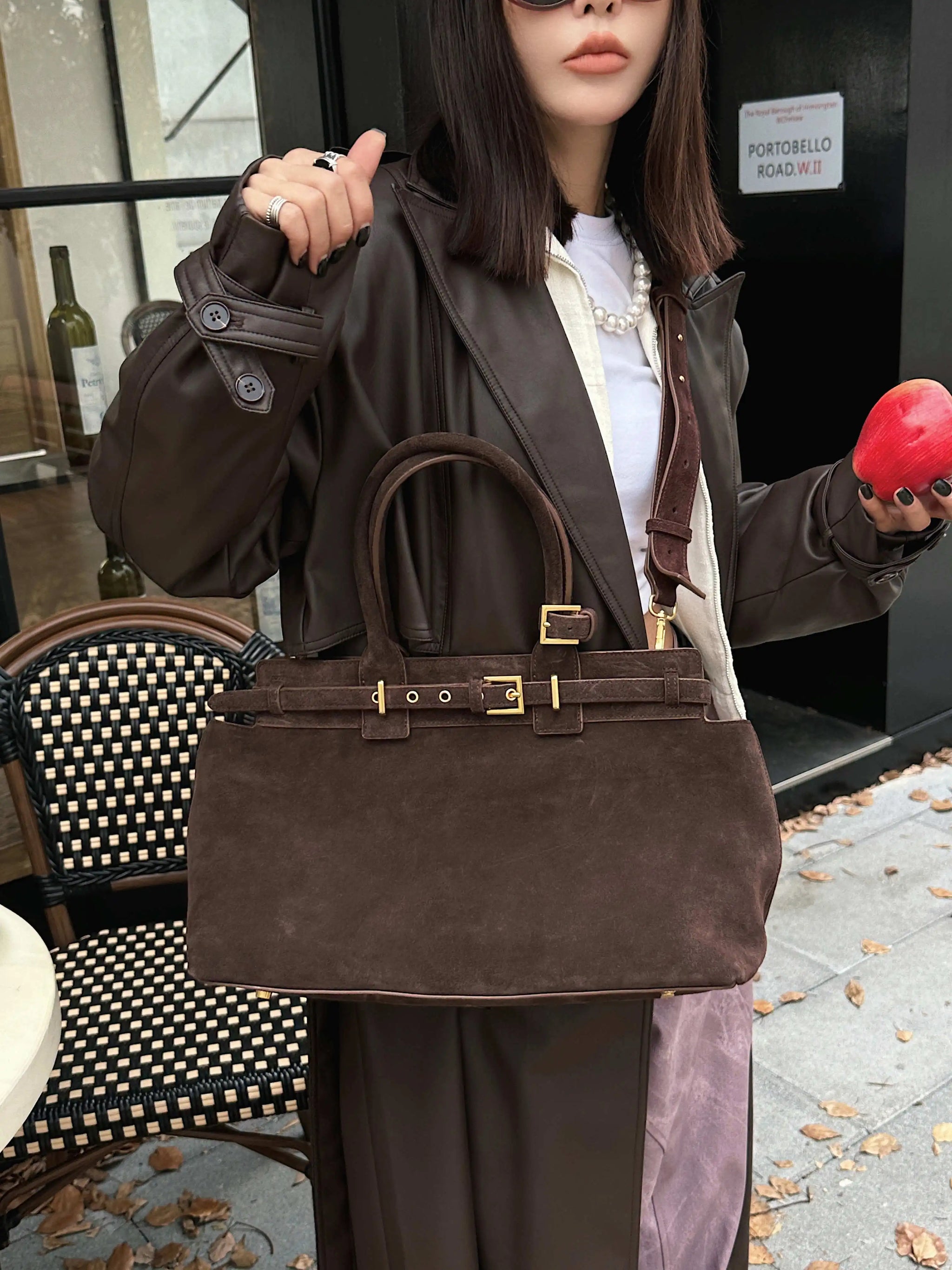 Motingsome 100% Natural Suede Bag Women Tote Luxury Designer Bags Roomy Casual Tote Crossbody Fashionable Handbag and Purses New