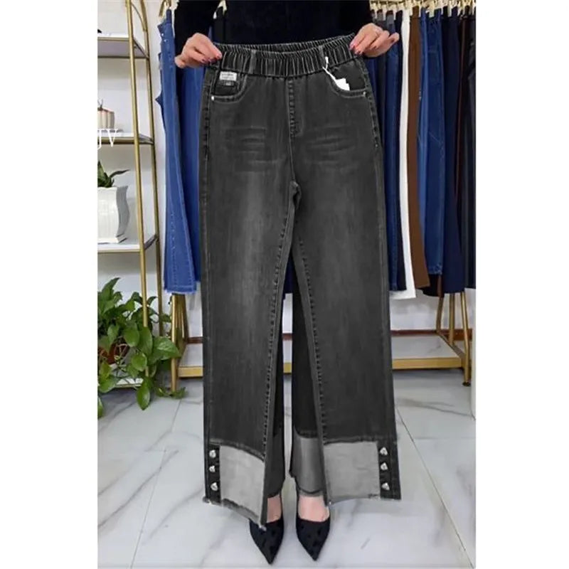 Women's Wide Leg High Waist Stretch Denim Jeans