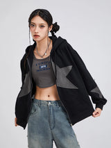 Women's Y2K Star Print Zip-Up Hoodie