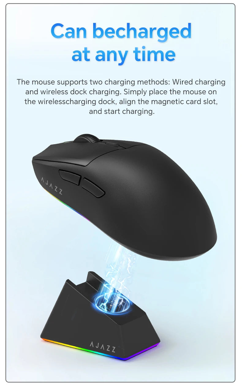 AJAZZ AJ139 V2 MC/AJ139 PRO Wireless Gaming Mouse PAW3311/PAW3395 Sensor 12000DPI/26000DPI 500mAh Bluetooth Mouse Gamer For PC