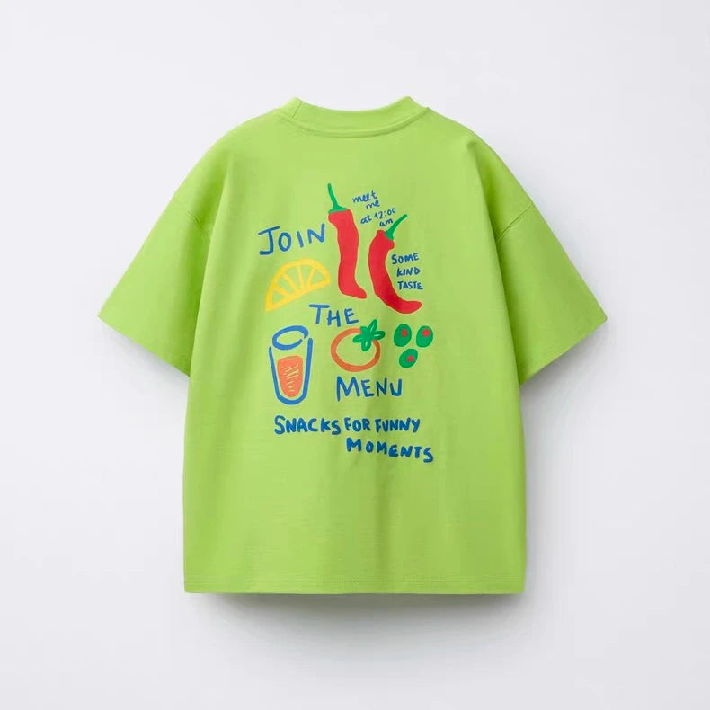 Solid Color Printed T-shirt For Kids Clothing Summer Short-sleeved Tops Fashion Simple Comfort Baby Girl And Boy Tshirts 1-7 Age
