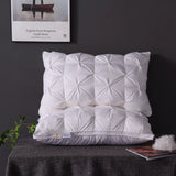 Luxury 100% Goose Down Feather Stuffed Pillows Pinch Pleat Design Neck Protection Bed Pure Cotton Cover Cushion for Sleeping