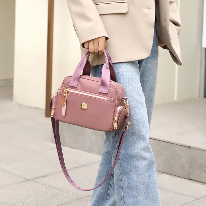 High Quality Fabric Women Shoulder Bag Pretty Style Gilrs Shopping Messenger Bag Fashion Casual Double Layers Women Handbag