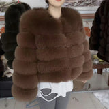 Genuine Fox Fur & Leather Winter Coat