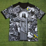 2026 Brazil Special Edition Jesus Black Grey Adult/Kids Football T-shirt Summer Football Training T-shirt Sports Street Clothing