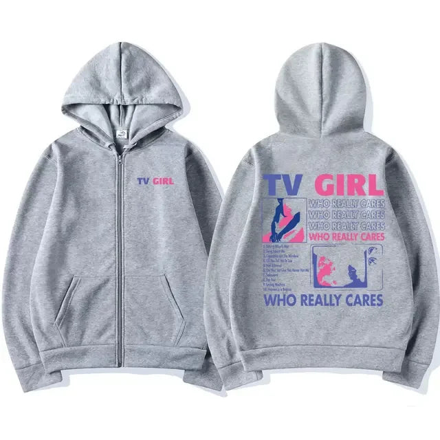 TV Girl Who Really Cares Relaxed Fleece Hoodie